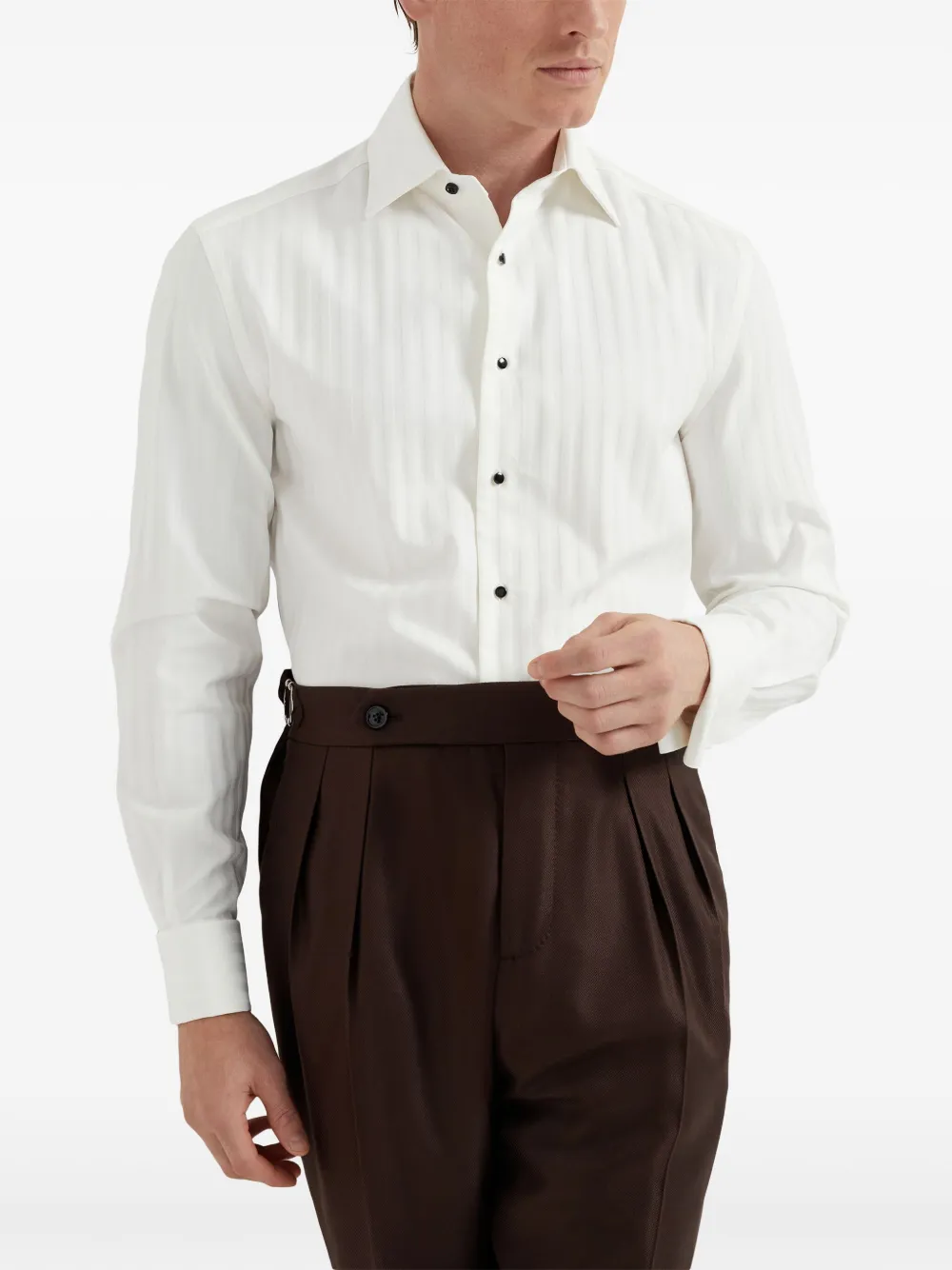 Brunello Cucinelli Overhemd met chevron print Wit