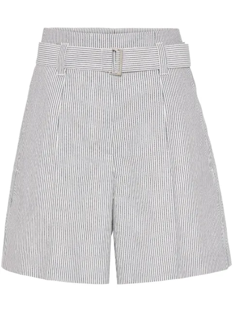 Brunello Cucinelli Monili-embellished striped shorts