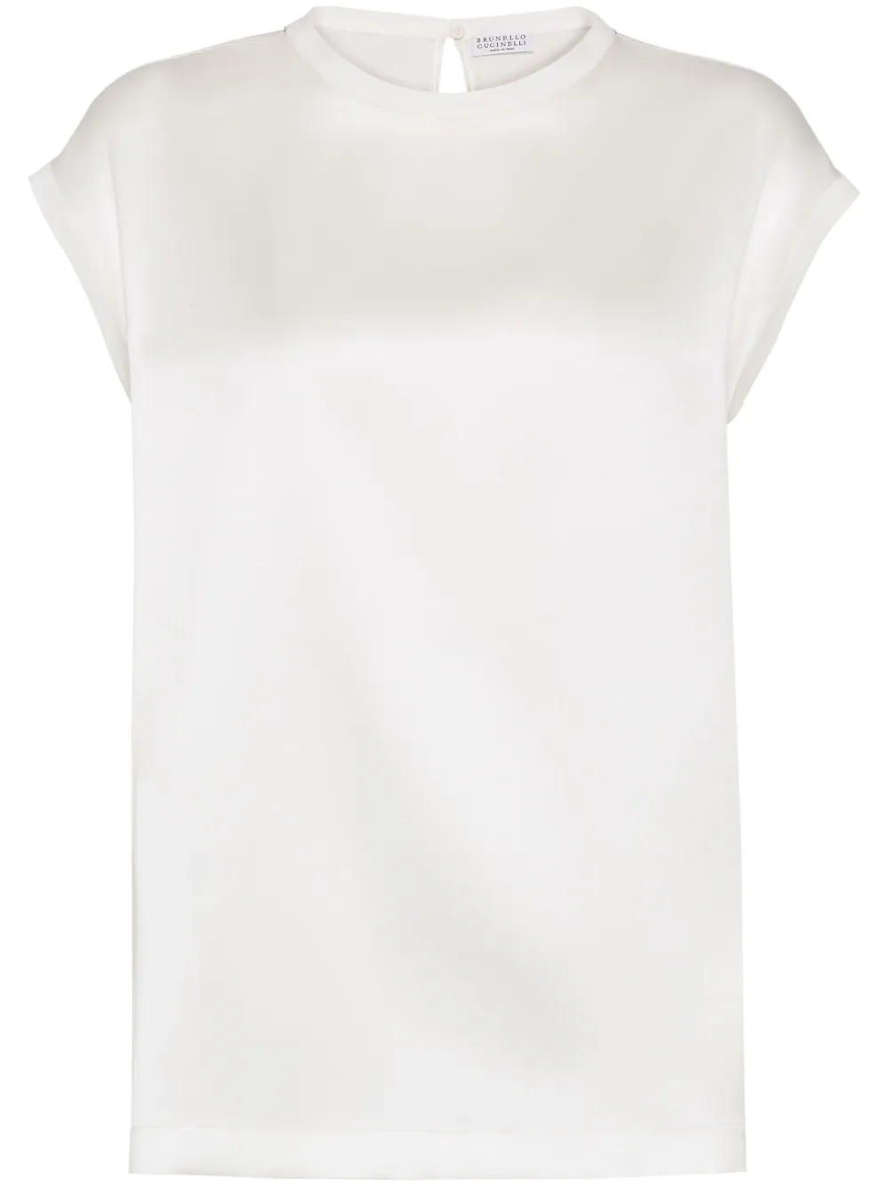 Brunello Cucinelli Monili-embellished satin T-shirt | White | Image 1
