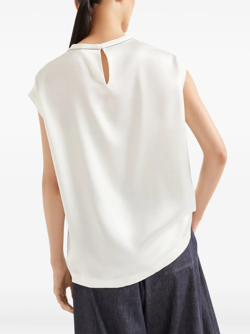 Brunello Cucinelli Satijnen Monili T-shirt Wit