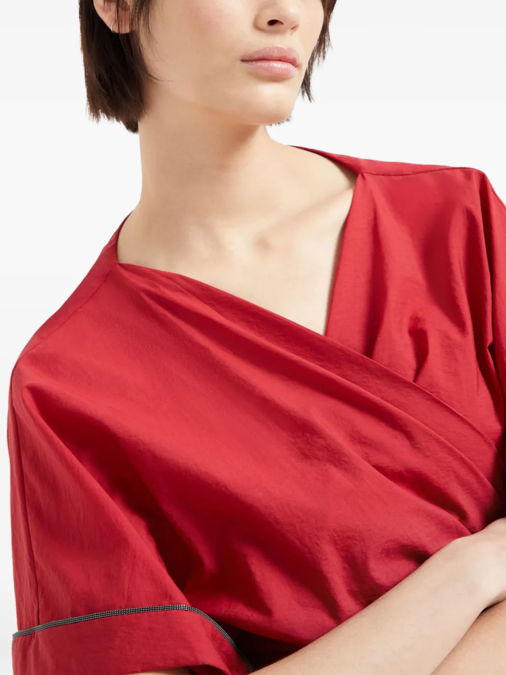 Brunello Cucinelli Blouse met monilidetail Rood