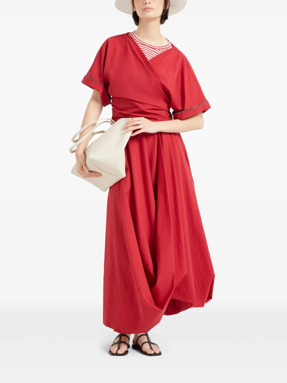 Brunello Cucinelli Blouse met monilidetail - Rood