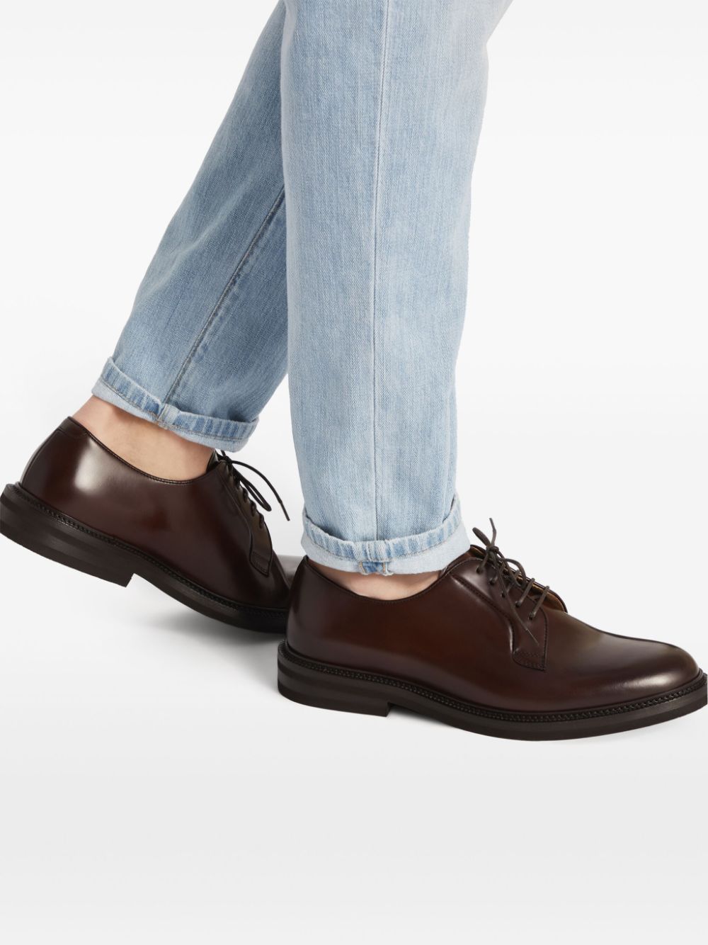 Brunello Cucinelli lace-up leather derby shoes Brown