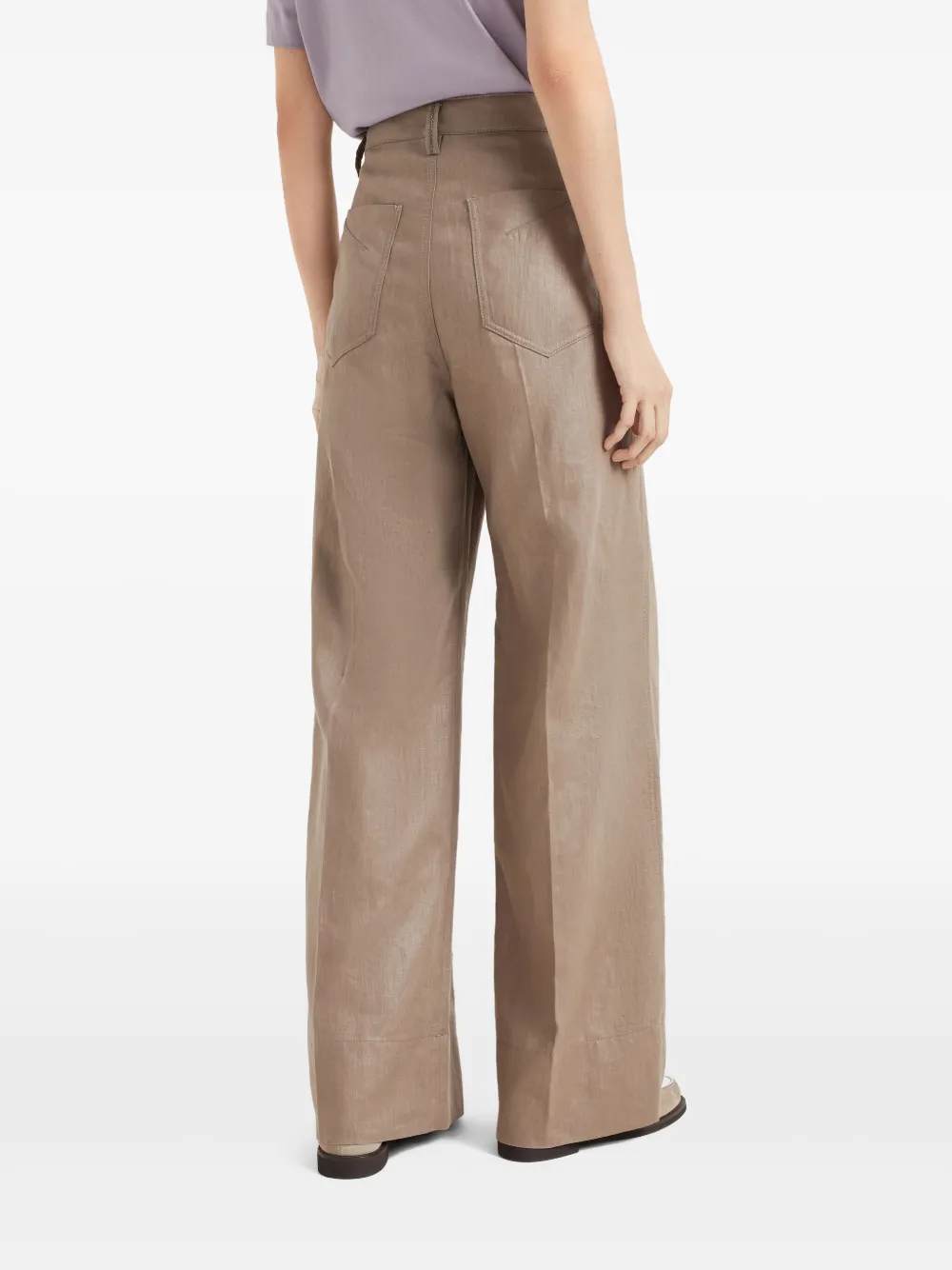 Brunello Cucinelli Broek met wijde pijpen Bruin