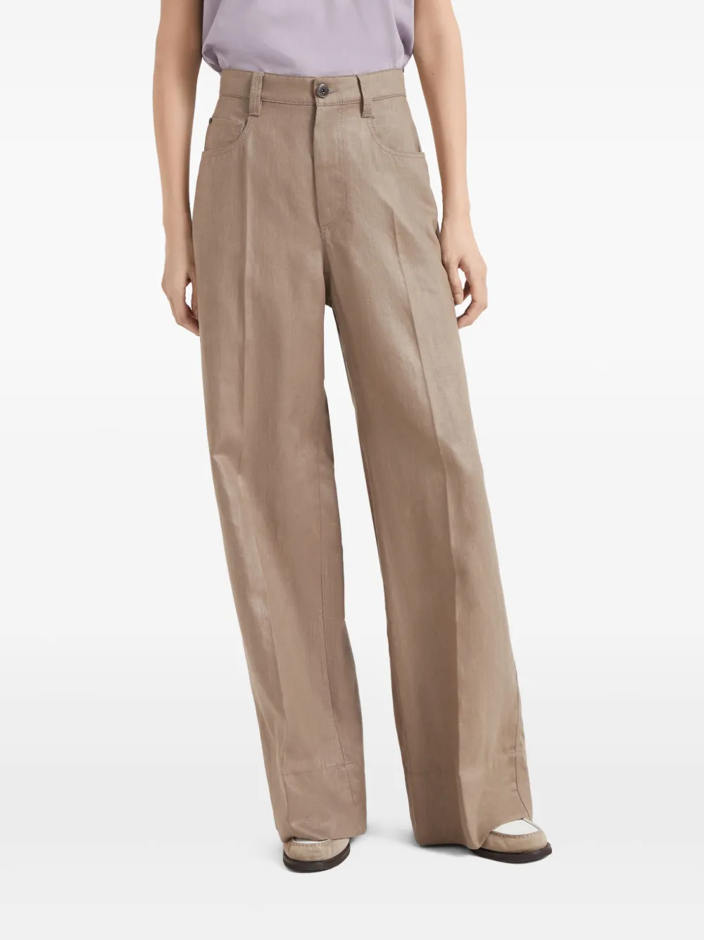 Brunello Cucinelli Broek met wijde pijpen Bruin