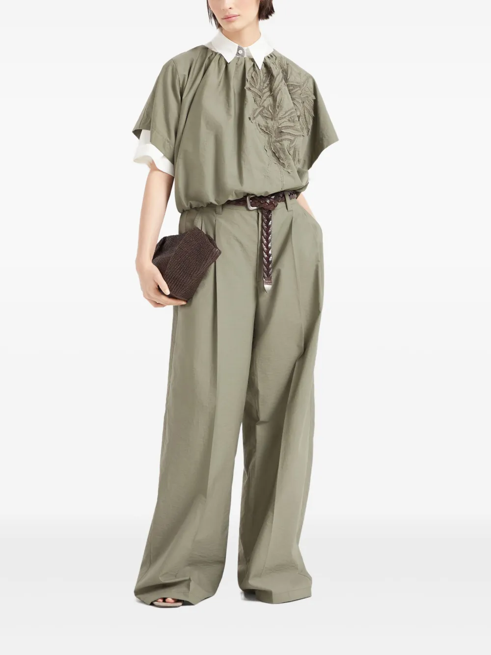 Brunello Cucinelli Herbarium blouse met applicatie - Groen