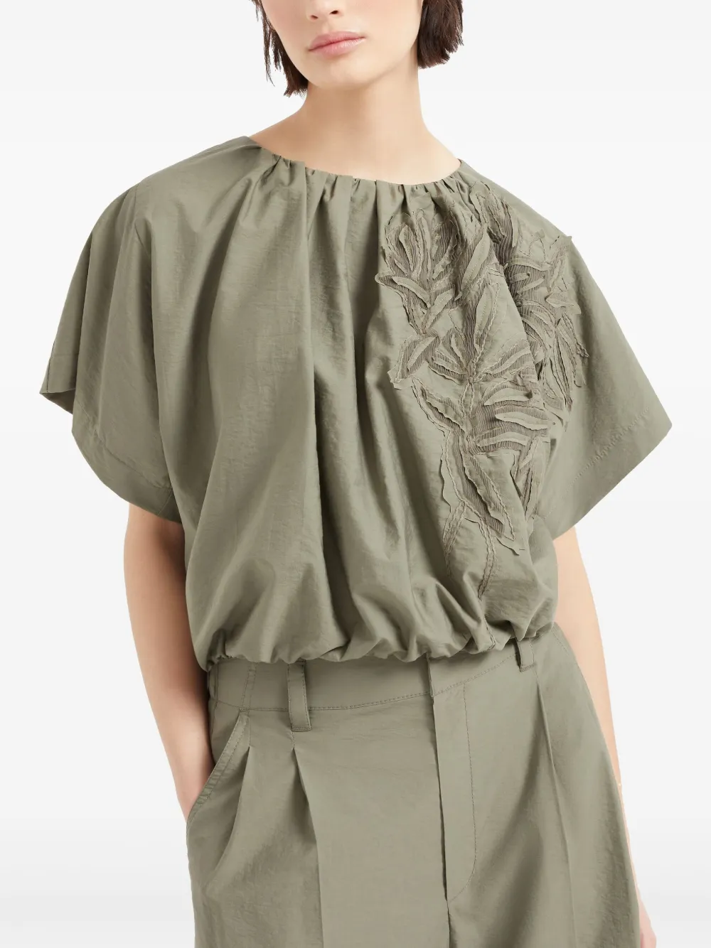 Brunello Cucinelli Blouse met Flora-borduurwerk Groen
