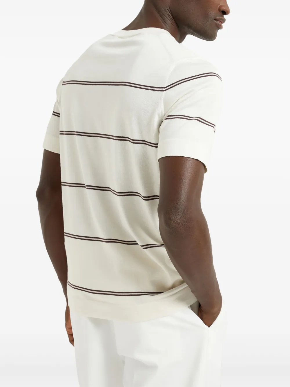 Brunello Cucinelli Gestreept T-shirt Wit