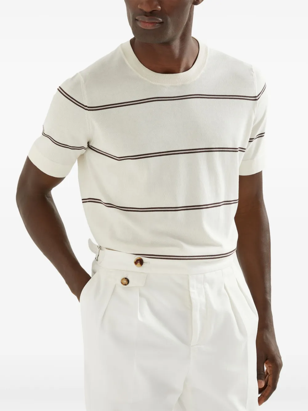 Brunello Cucinelli Gestreept T-shirt Wit