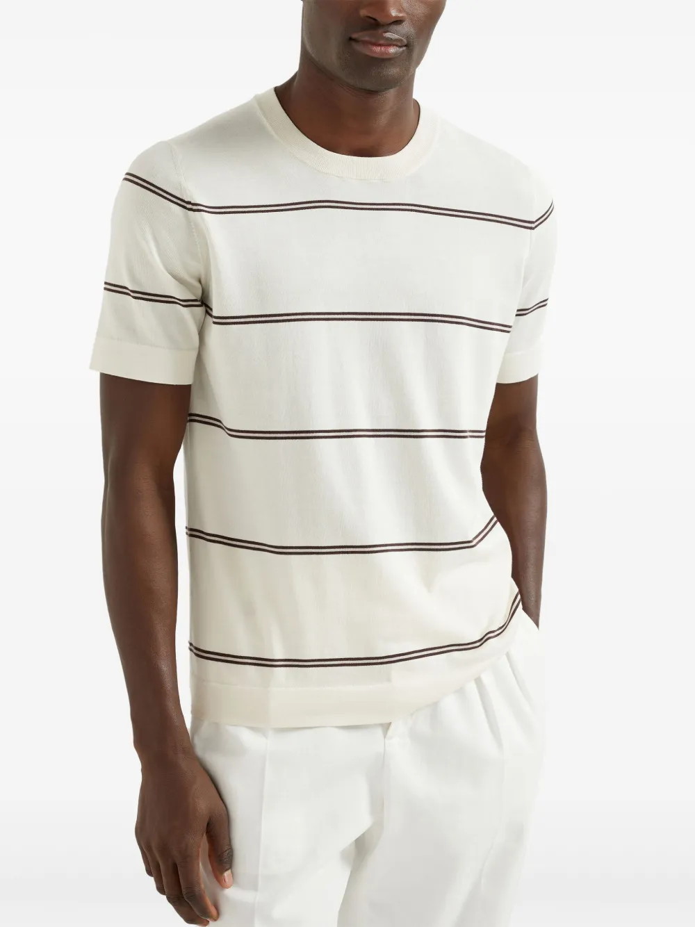 Brunello Cucinelli Gestreept T-shirt Wit