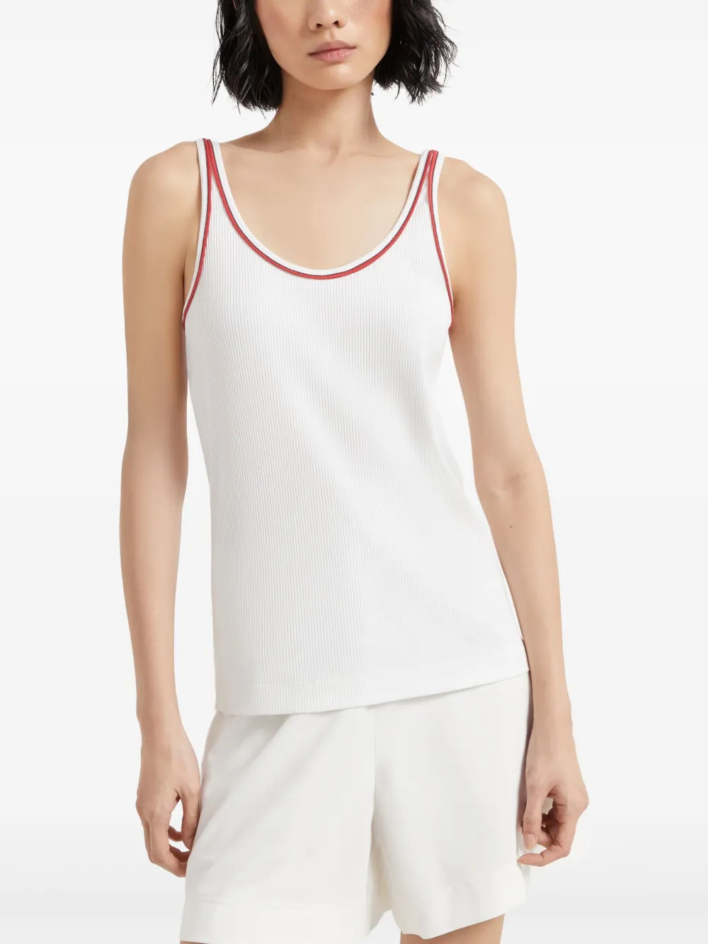 Brunello Cucinelli Jersey tanktop met afwerking Wit