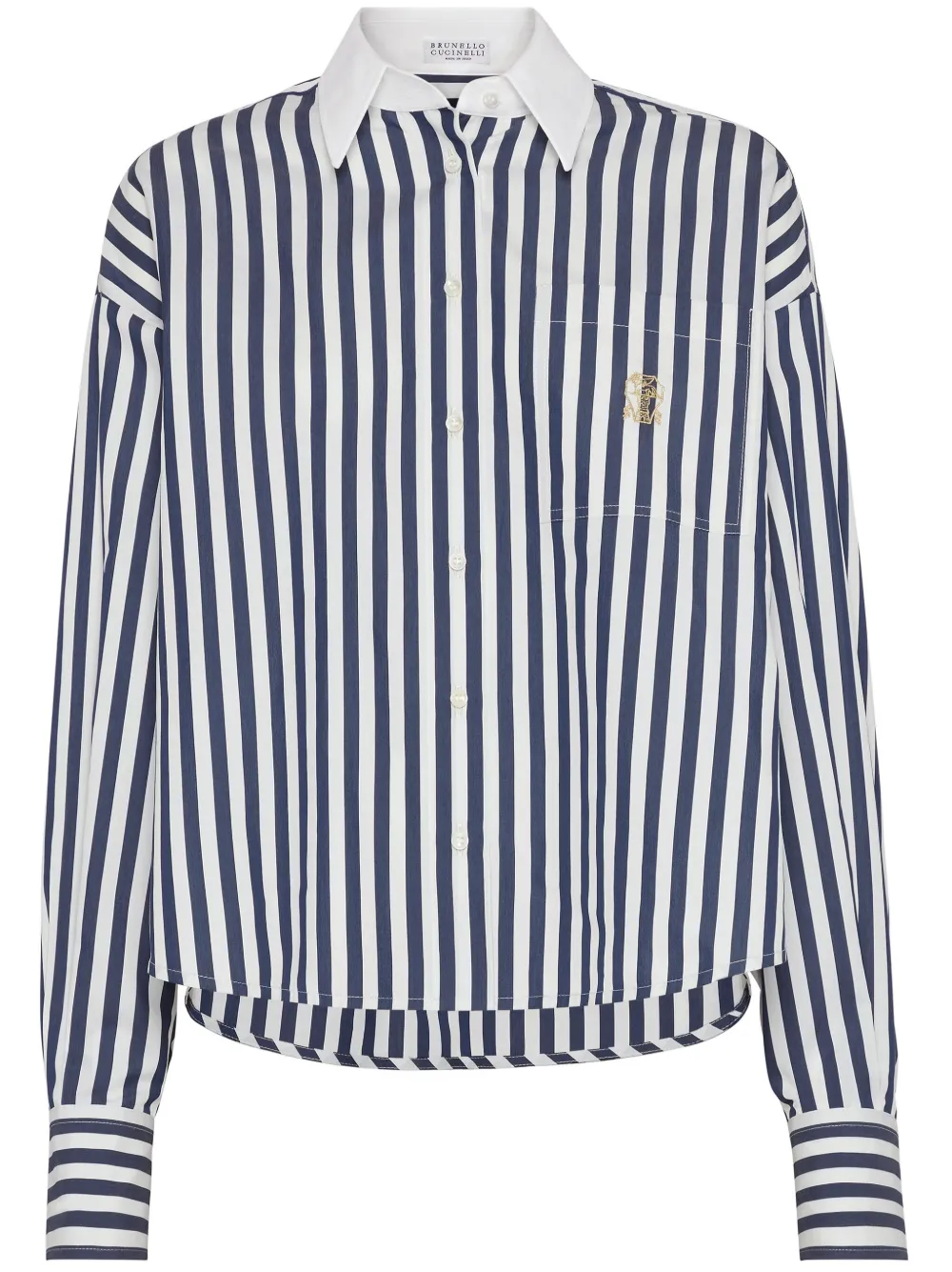 Brunello Cucinelli camisa con rayas estampadas | azul | Image 1