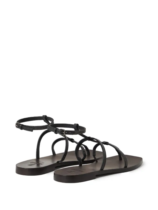 【Brunello Cucinelli】 Embellishedレザーサンダル BRUNELLO CUCINELLI レザー サンダル ビーズ付き | NET-A-PORTER