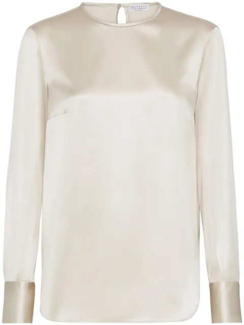 Brunello Cucinelli satin long-sleeve T-shirt