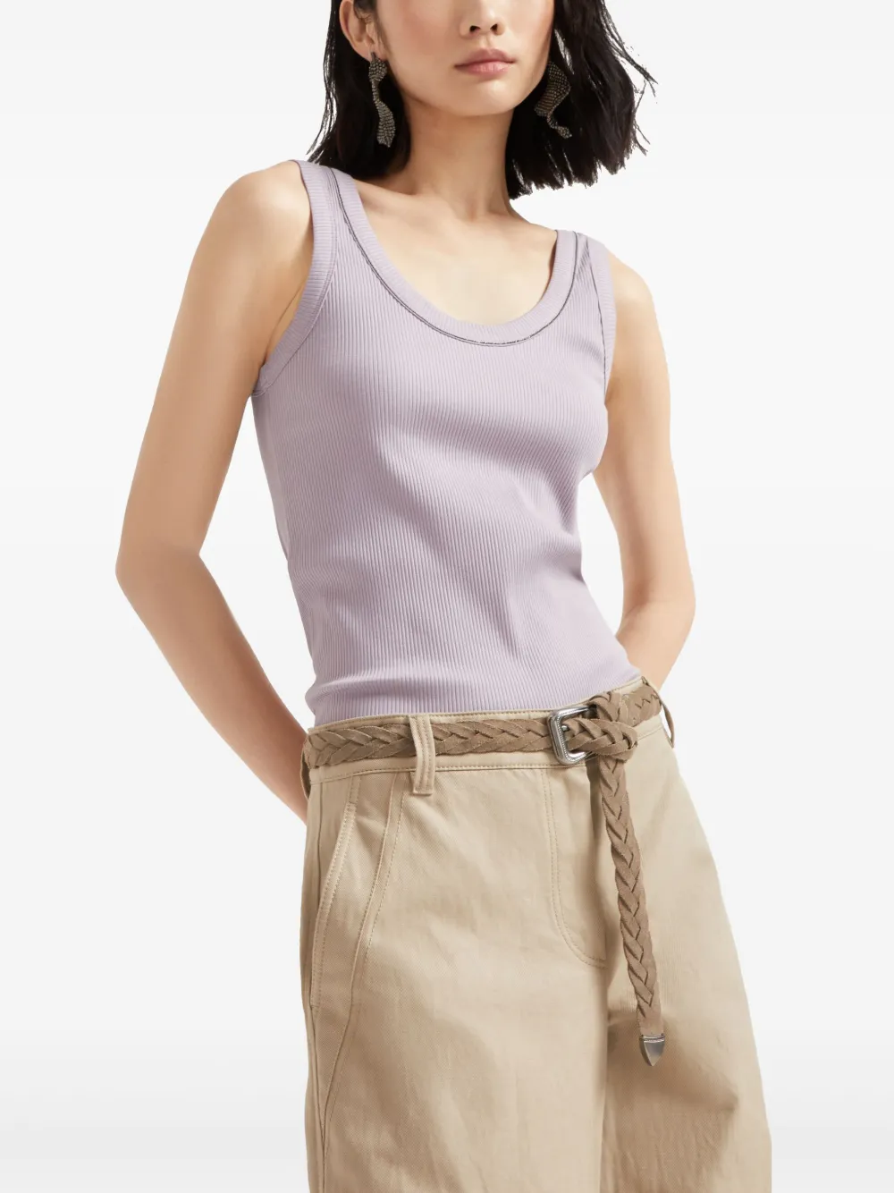 Brunello Cucinelli Geribbelde tanktop Paars