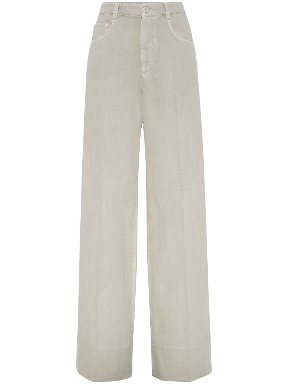 pressed crease straight-leg jeans