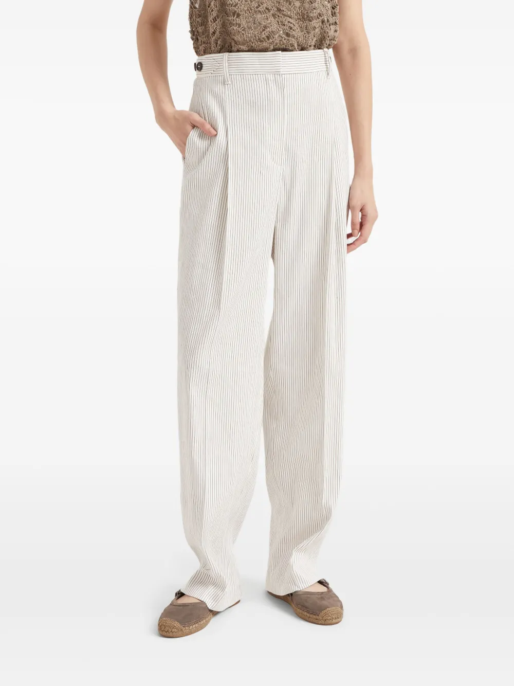 Brunello Cucinelli Broek met krijtstreep Wit