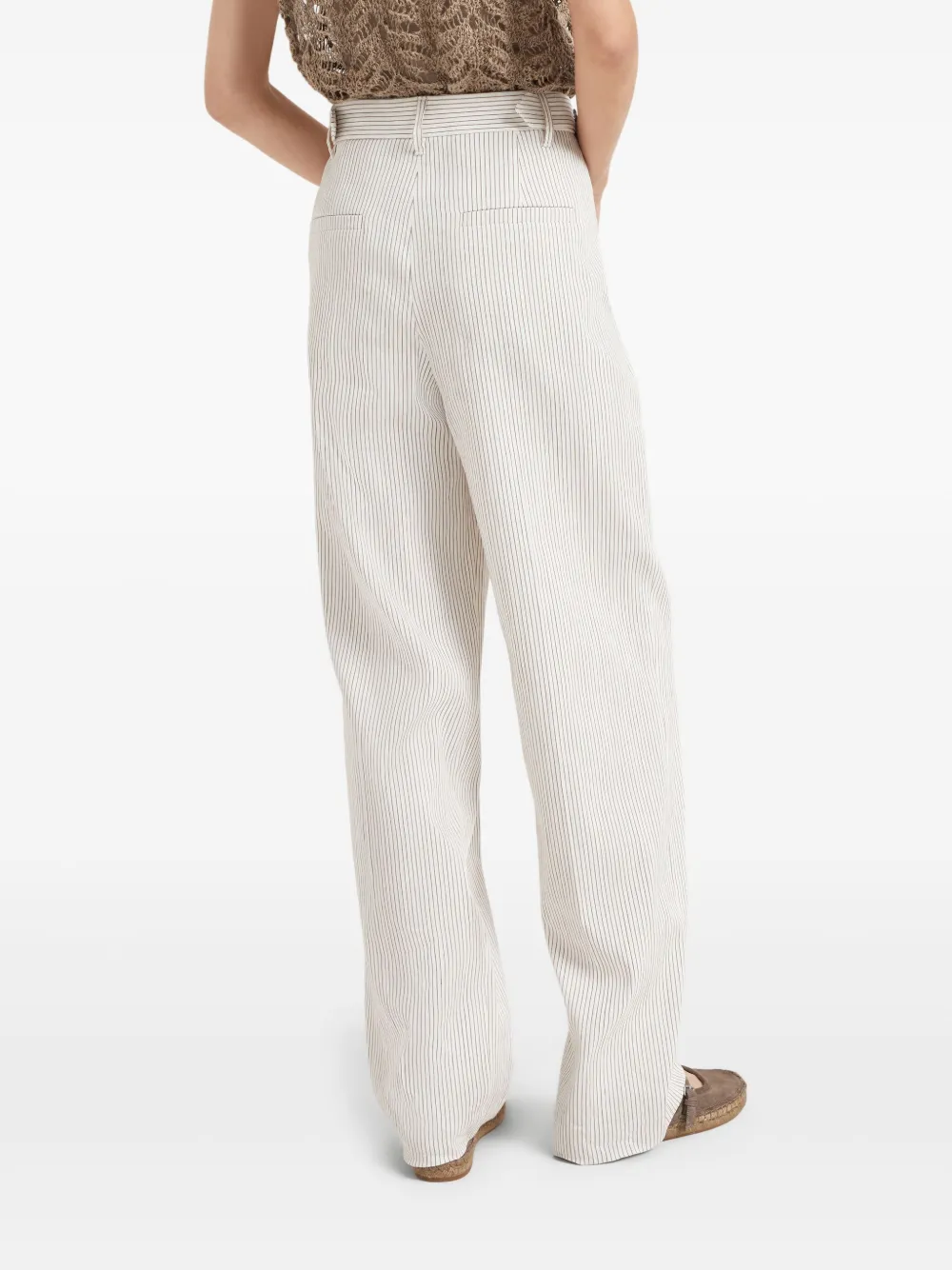 Brunello Cucinelli Broek met krijtstreep Wit