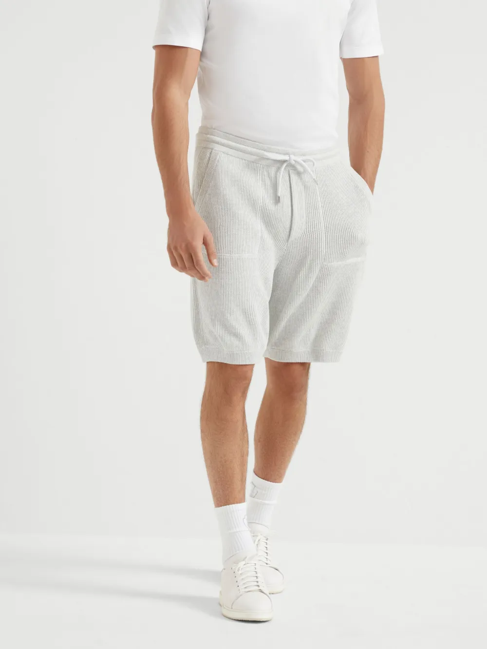 Brunello Cucinelli Gebreide bermuda shorts Grijs