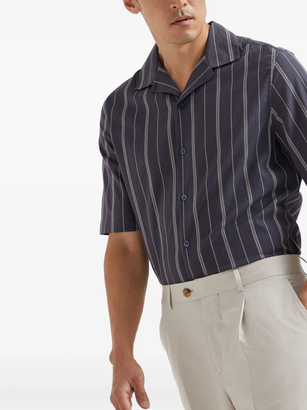 Brunello Cucinelli Gestreept overhemd Blauw