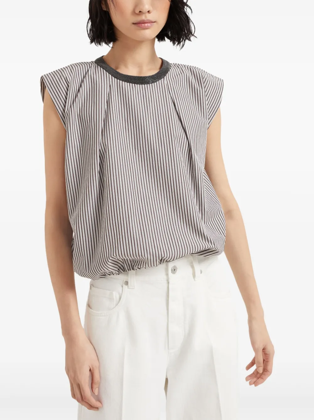Brunello Cucinelli Gestreepte top Bruin