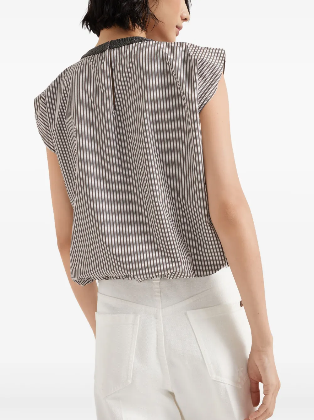 Brunello Cucinelli Gestreepte top Bruin