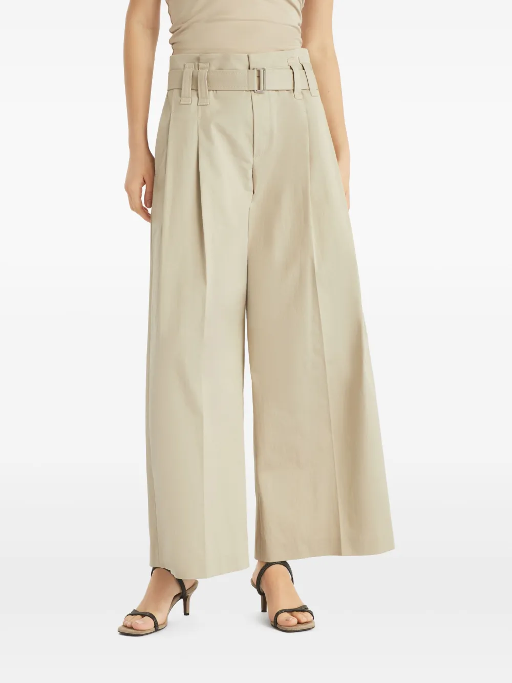 Brunello Cucinelli Pantalon met geplooid detail Beige