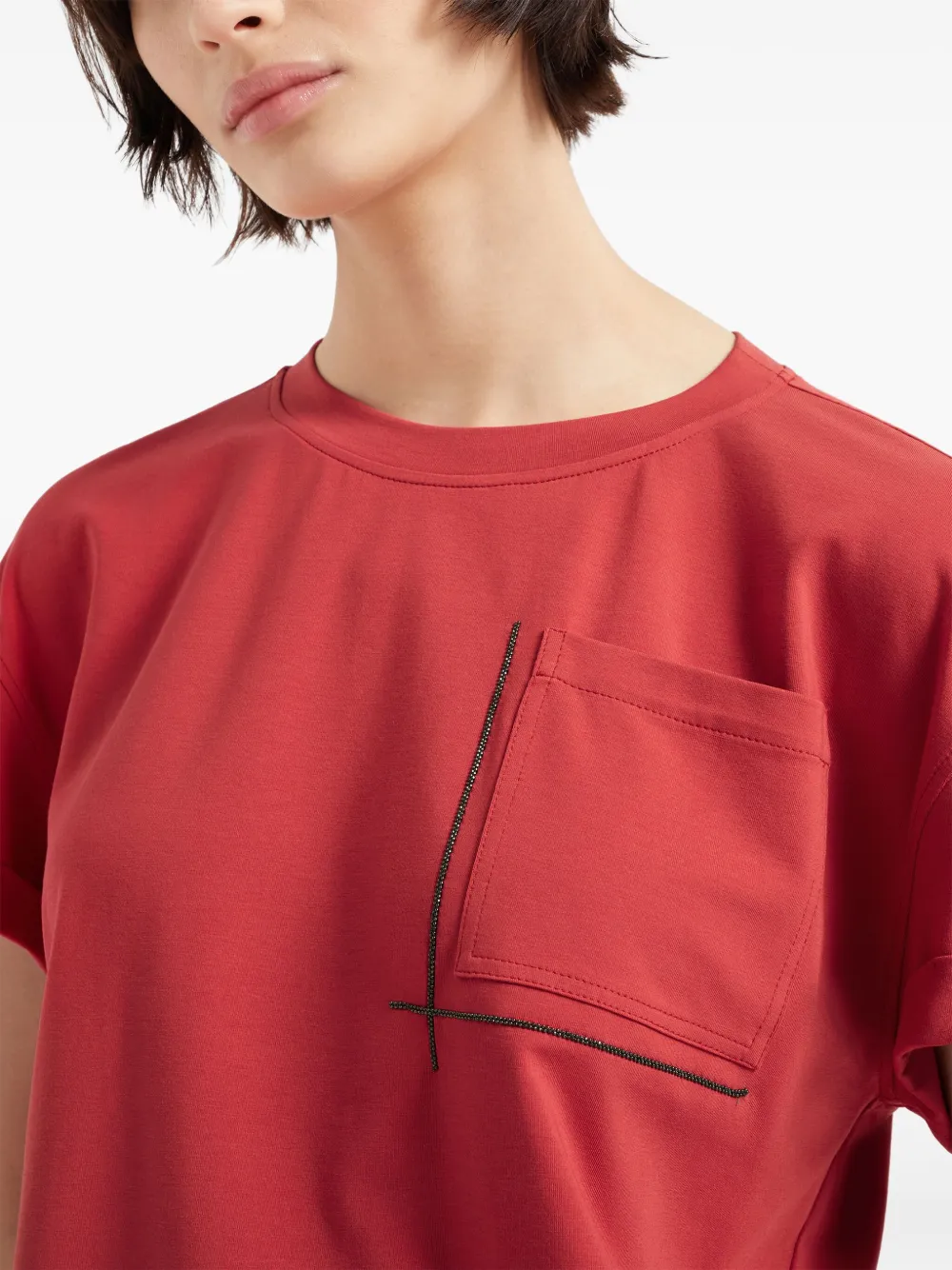 Brunello Cucinelli T-shirt met Monili-detail Rood