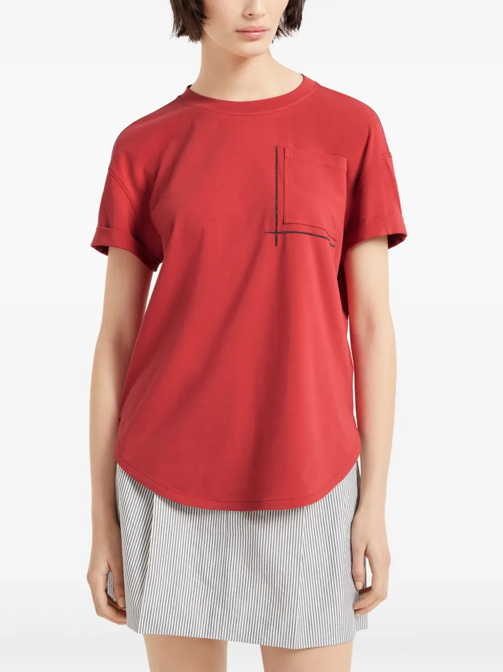 Brunello Cucinelli T-shirt met Monili-detail Rood