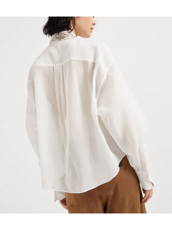 Brunello Cucinelli Flora Embroidered Shirt | White | FARFETCH