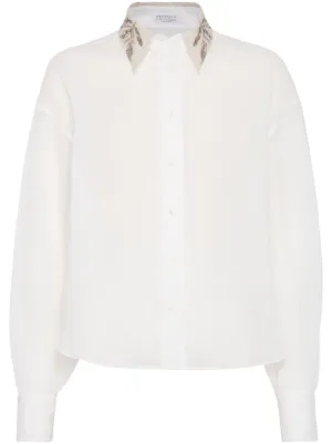 Brunello Cucinelli モニーレ シルクシャツ | ホワイト | FARFETCH JP