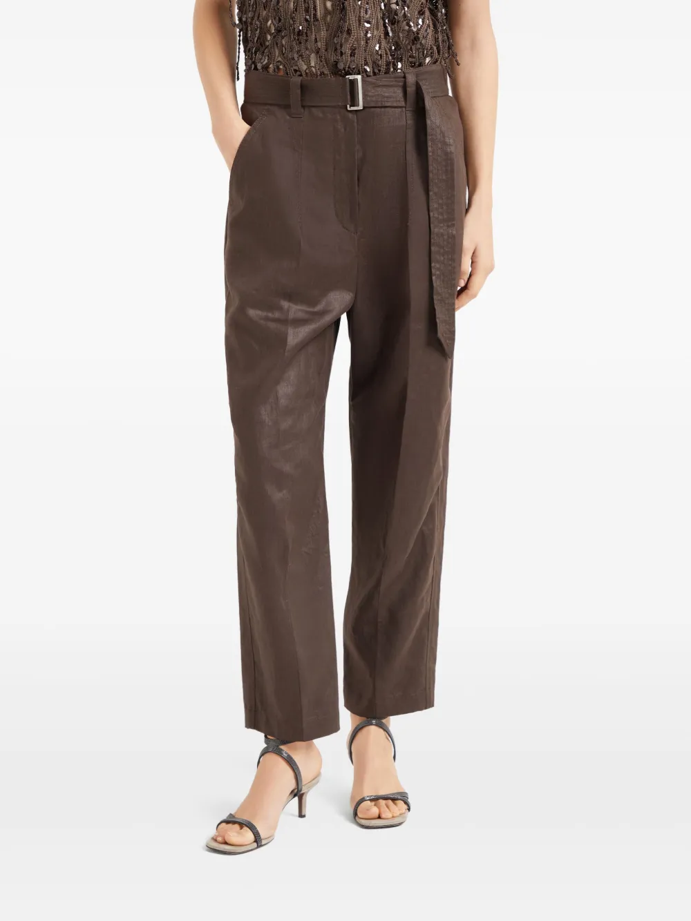 Brunello Cucinelli Broek met ceintuur Bruin