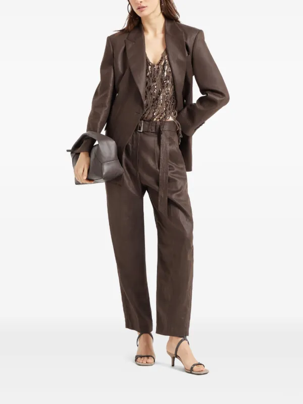 パンツ BRUNELLO CUCINELLI Women Straight Pants MH548P8632C049 Brown Brunello Cucinelli Straight Leg Brown Pants