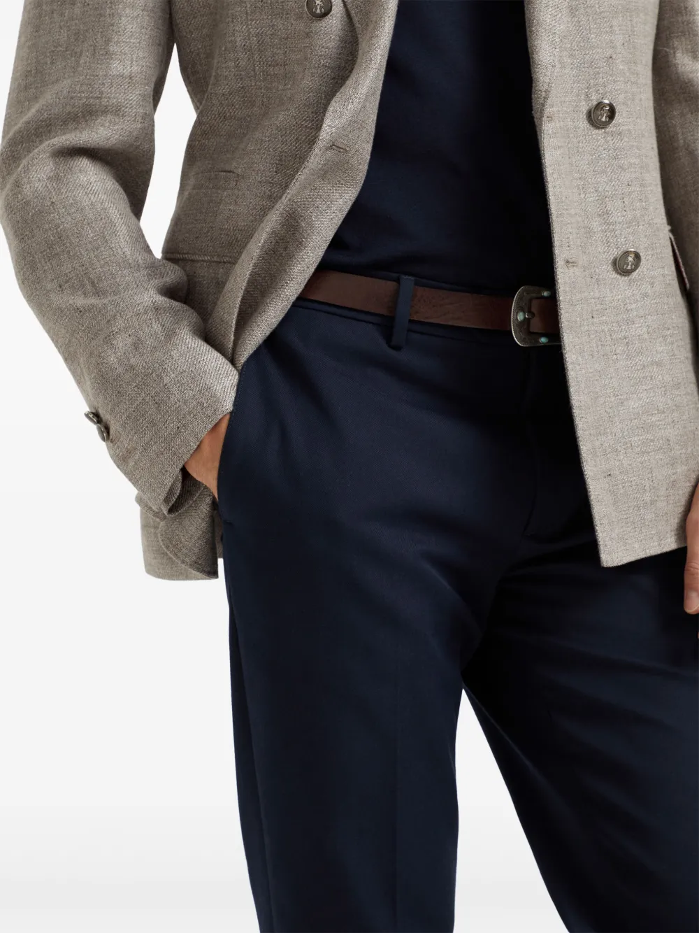 Brunello Cucinelli Broek met gabarine weving Blauw