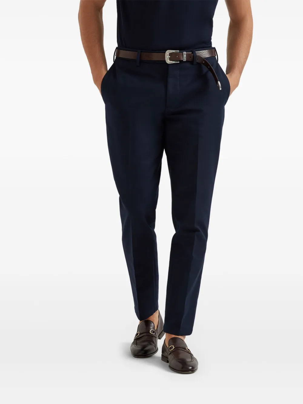 Brunello Cucinelli Broek met gabarine weving Blauw