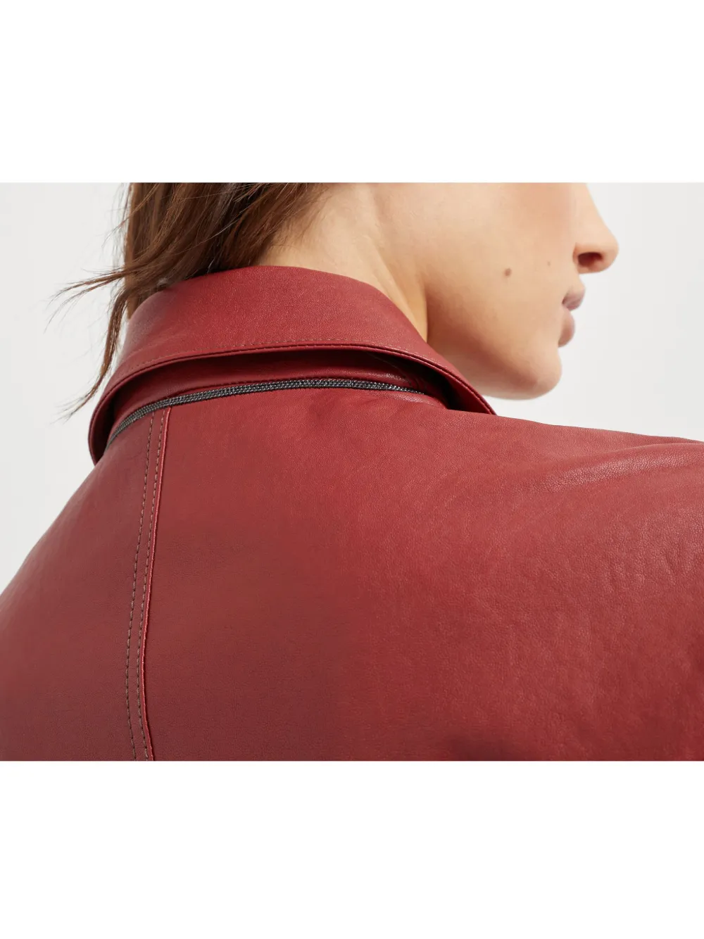 Brunello Cucinelli Leren jack Rood