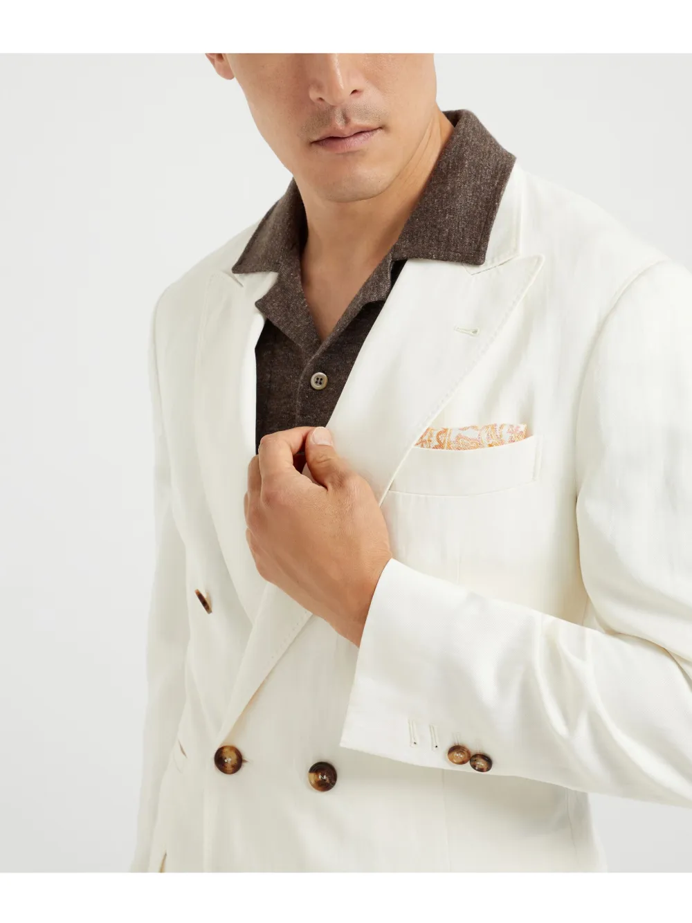 Brunello Cucinelli Blazer met dubbele rij knopen Beige