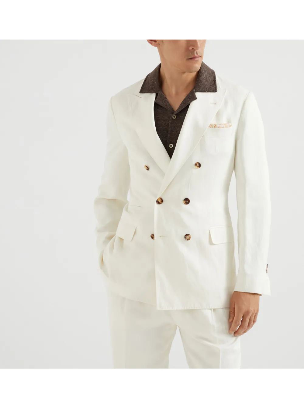 Brunello Cucinelli Blazer met dubbele rij knopen Beige