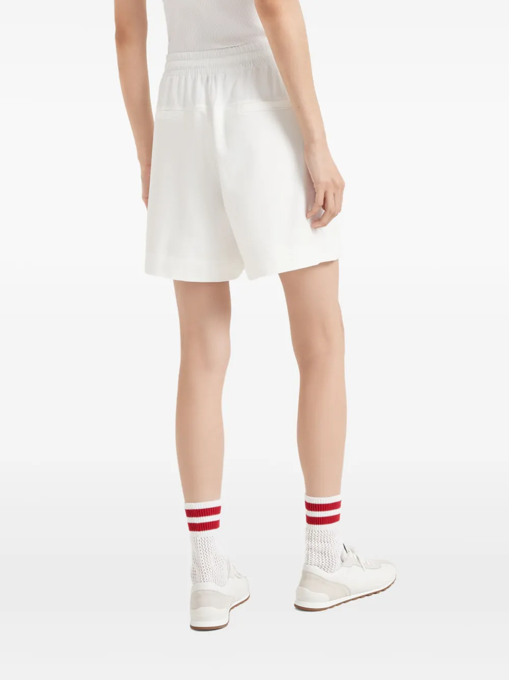 Shop Brunello Cucinelli Panelled Track Shorts In White