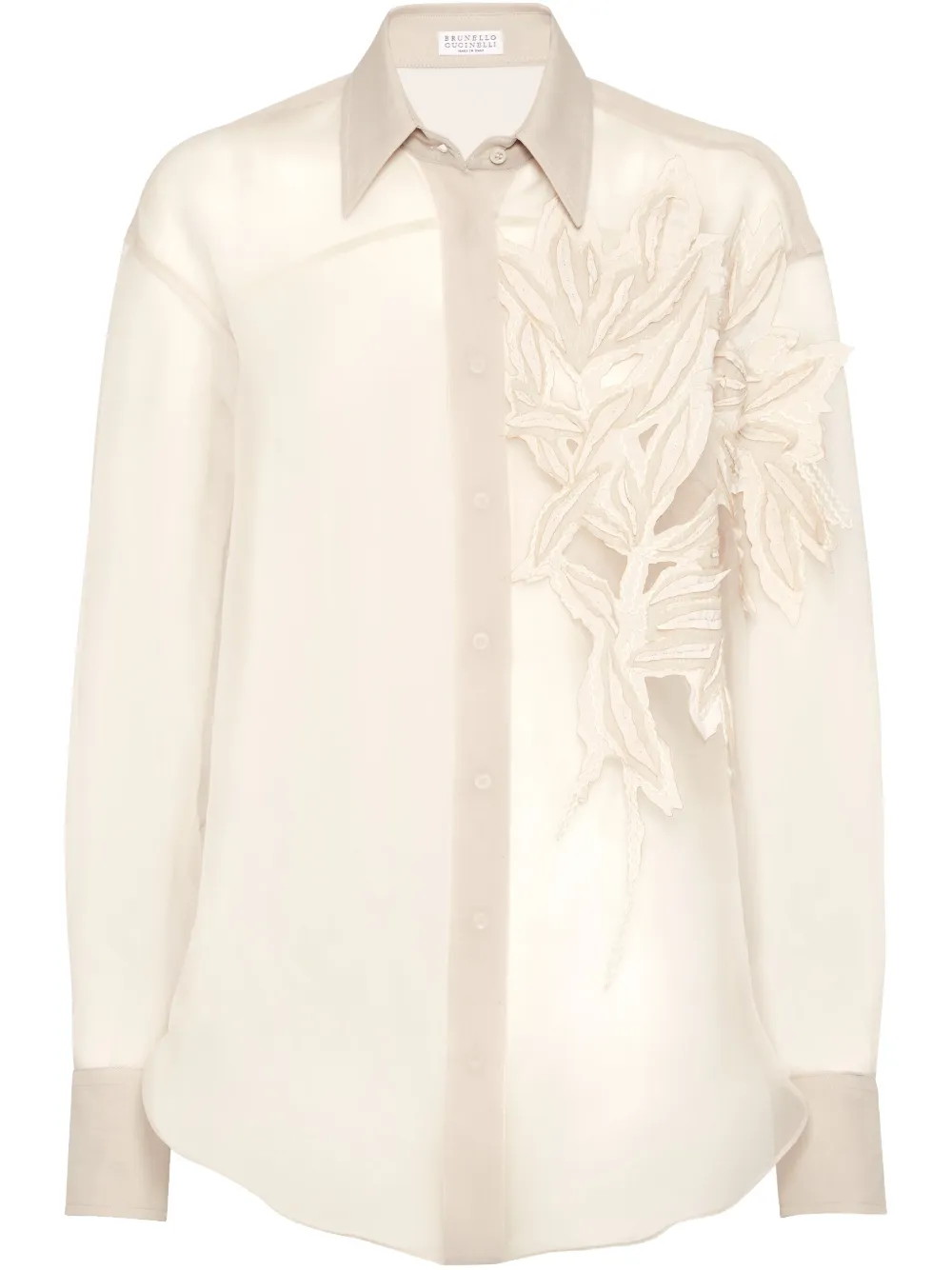 Brunello Cucinelli camisa con aplique Flora | neutro | Image 1