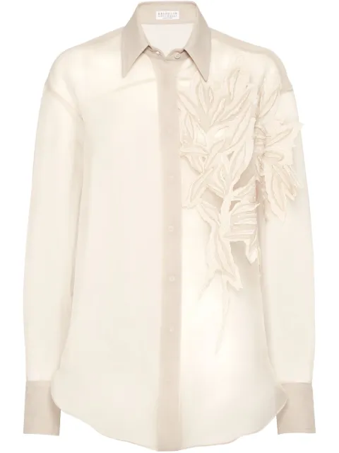 Brunello Cucinelli Flora-appliqué shirt 