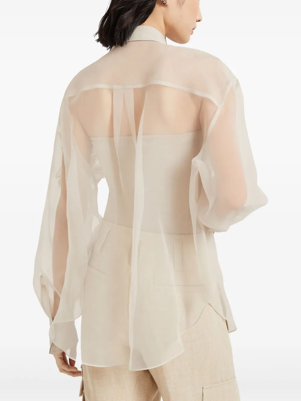 Brunello Cucinelli Blouse met Flora-applicatie Beige