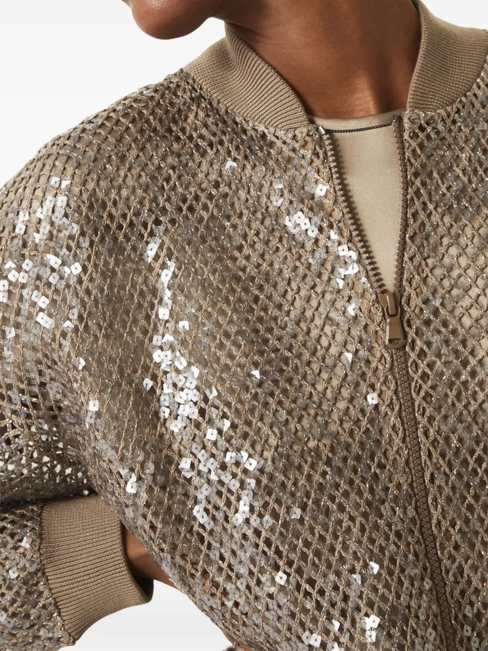 Brunello Cucinelli Vest met pailletten Beige