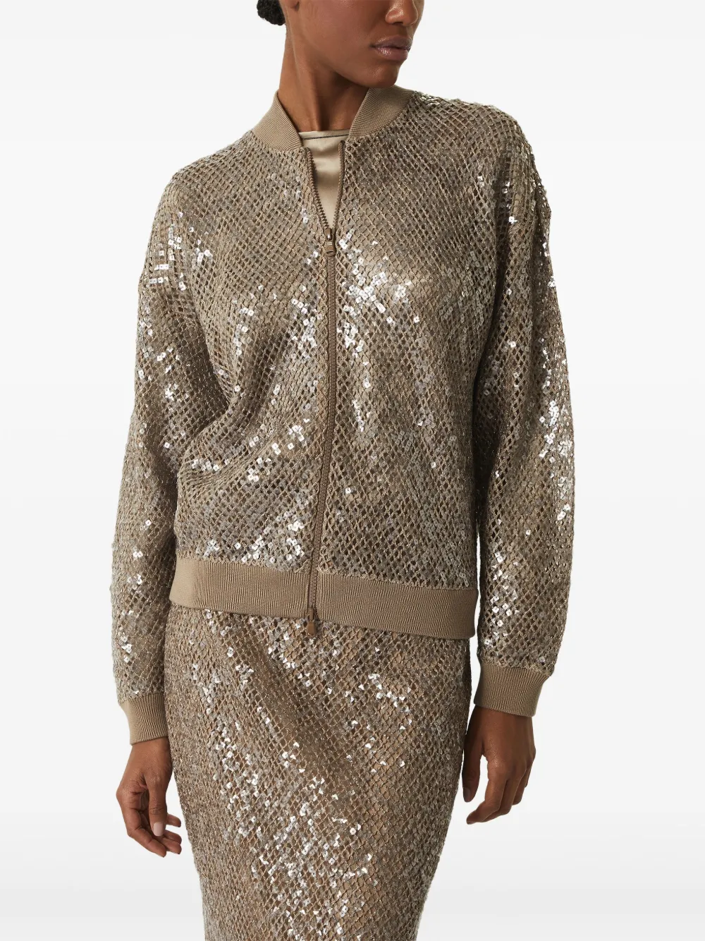 Brunello Cucinelli Vest met pailletten Beige