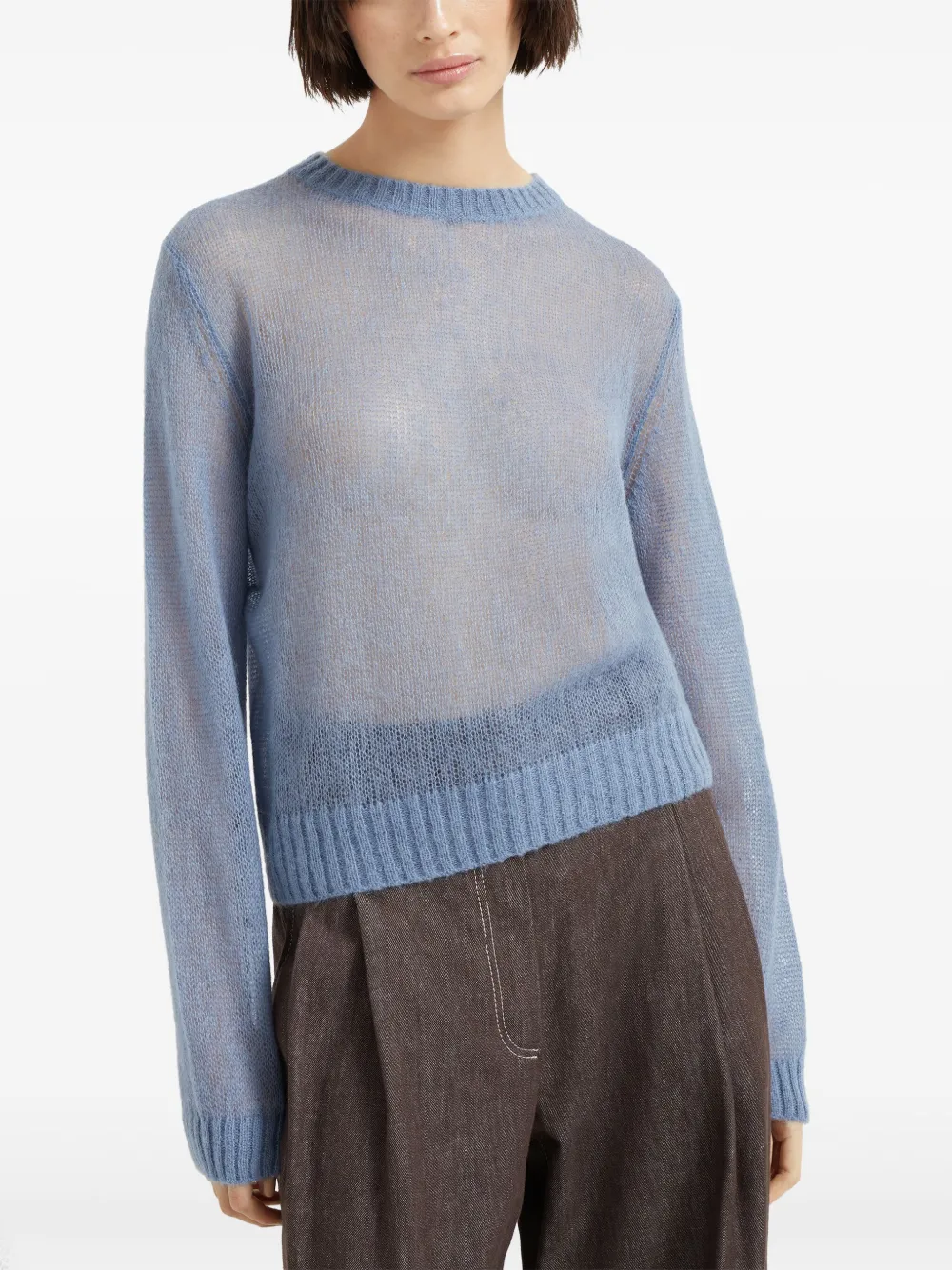 Brunello Cucinelli Trui met geribbelde afwerking Blauw