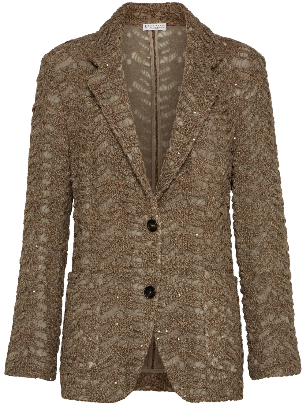 Brunello Cucinelli blazer con aplique de encaje | marrón | Image 1