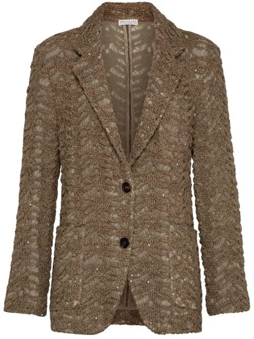 Blazer à dentelle appliquée - Brunello Cucinelli - Modalova
