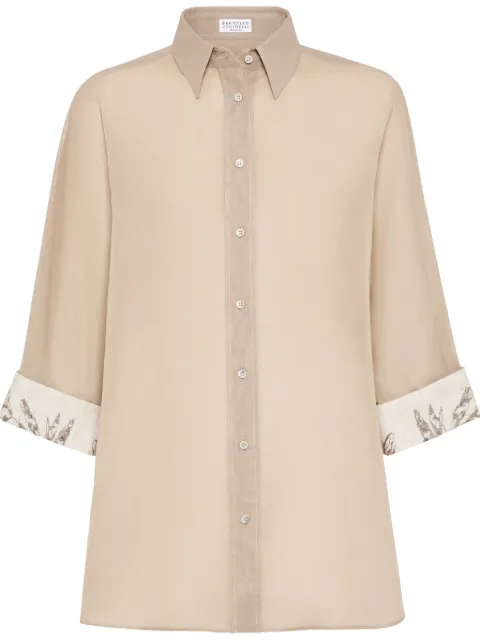 Brunello Cucinelli Organza blouse met borduurwerk