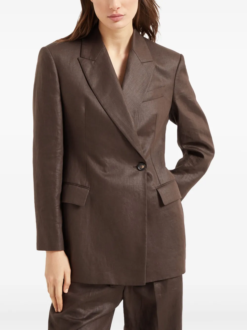 Brunello Cucinelli Blazer met dubbele rij knopen Bruin