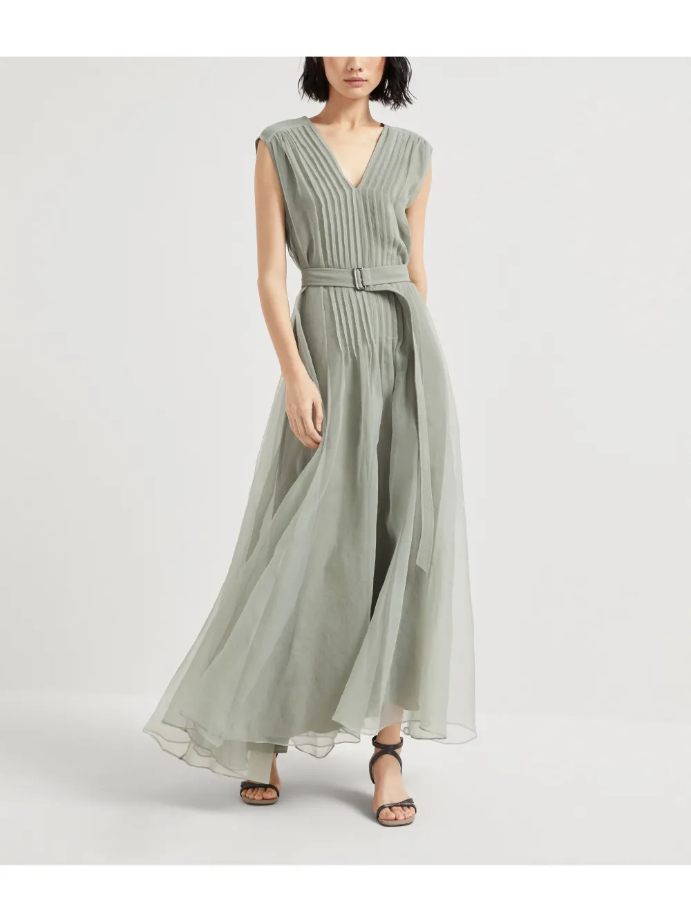 Brunello Cucinelli Monili geplooide jurk Groen